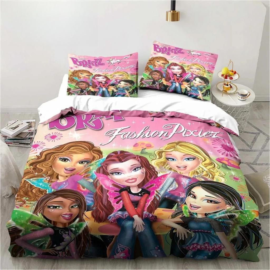 Kreslený B-Bratz 3D Tisk Kawaii Dívčí Ložní Souprava Jednolůžko Twin Full Queen King Size Ložní Souprava Dospělý Dítě Dívky Ložnice Ložní Prádlo Dárek