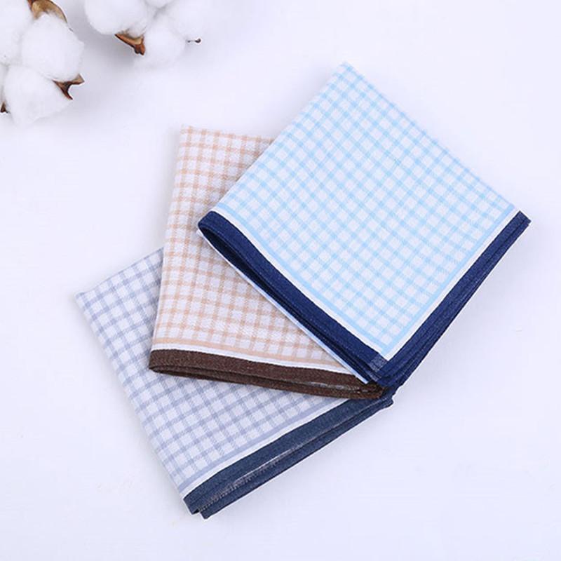 3Pcs 43x43cm Men Casual Pocket Square Scarf Sweat Towel Cotton Handkerchiefs Male Adult Decor Random Color