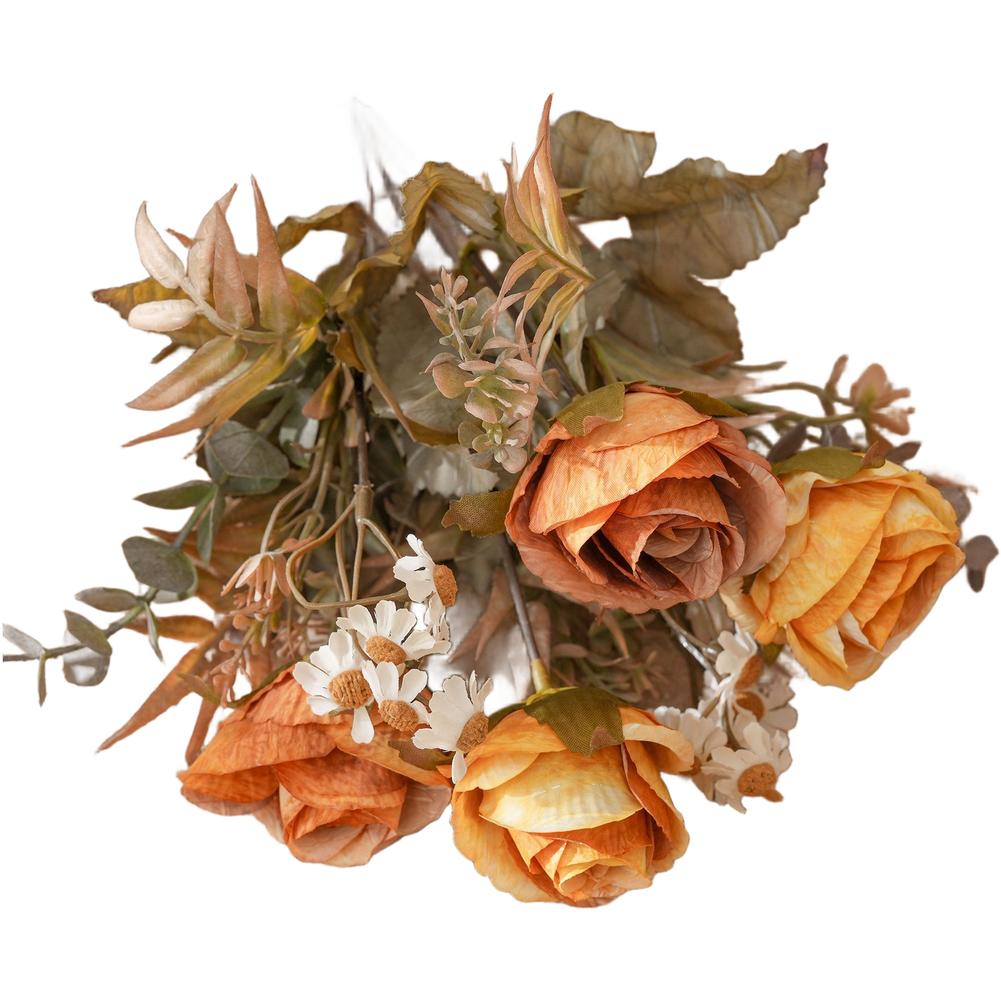 Lifelike Texture Faux Rose Bouquet Artificial Roses Cloth Petals