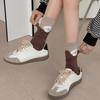 Velvet Cartoon Animal Socks for Women, Autumn Patchwork Fake Two Mid-calf Socks In Contrasting Colors, Boneless Pile Socks