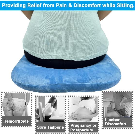 Donut Pillow Hemorrhoid Cushion for Tailbone Pain Relief, Medical Anti-Bedsore Seat Cushion for Pressure Sores, Bedsores, Pregnancy, Disabled &