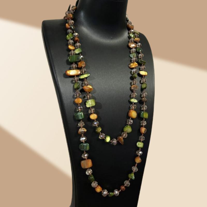 JMXD-120CM Long Shell Bead Crystal Necklace Hand Woven Colored Long Sweater Chain Candy Color Pearl Necklace