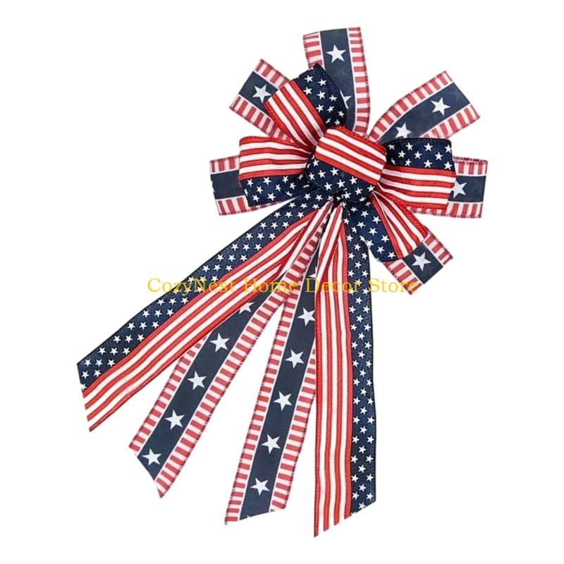 92MF Handmade Ribbon Bows For Patriotic Decoration Party Crafting Supplies Decorative Bowknot for Independence Day