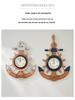 Vintage Mediterranean Ship Wheel Wall Clock - Distressed Wooden Decor for Living Room or Bar