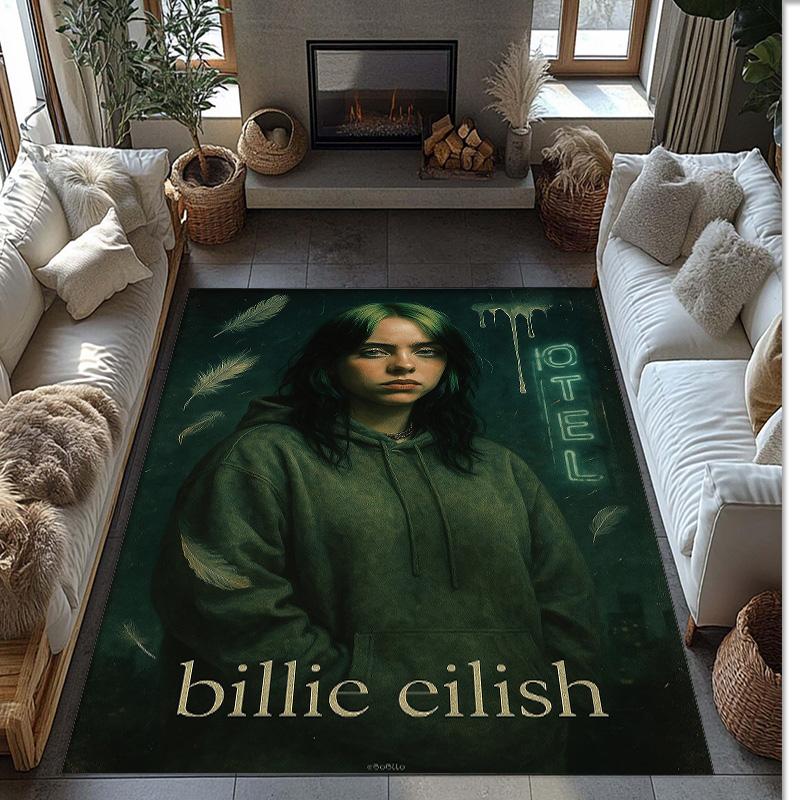 Soft Crystal Velvet Floor Rug,Billie Eilish Anti Slip Decorative Carpet, Plush Area Mat For Indoor Home Decoration