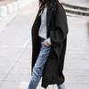 Womens Long Wool Blend Coat Winter Warm Loose Fit Overcoat Casual Office Style