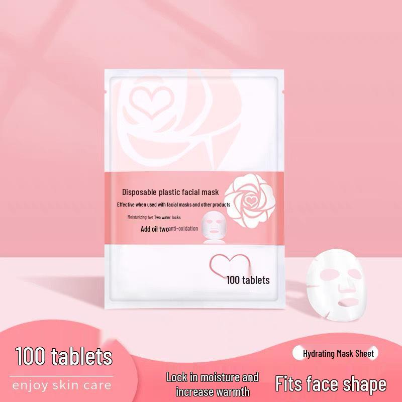 Aloe Vera Infused Disposable Plastic Mask Sheets - 100 Pieces for Moisturizing and Water-Locking in Beauty Salons