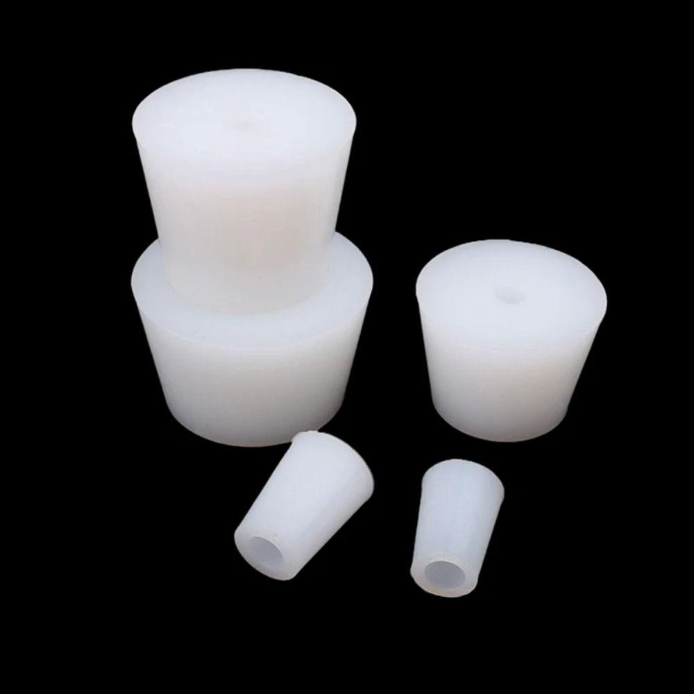 Silicone Wine Stopper Acid Alkali Resistant with Hole Wine Bottle Cap Solids Test Tube Stoppers