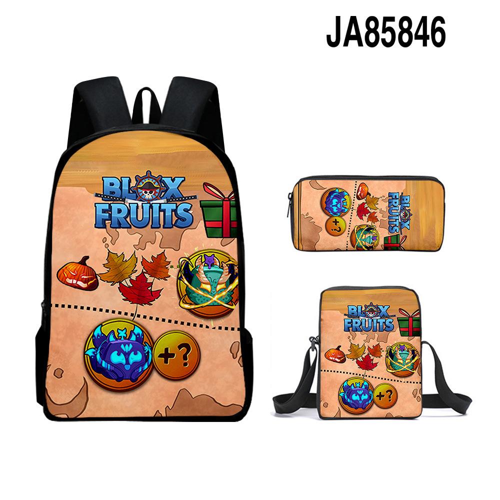 3D-Spiel Blox Fruits Schultasche Rucksack Umhängetasche Federmäppchen Rucksack Dreiteiliges Set