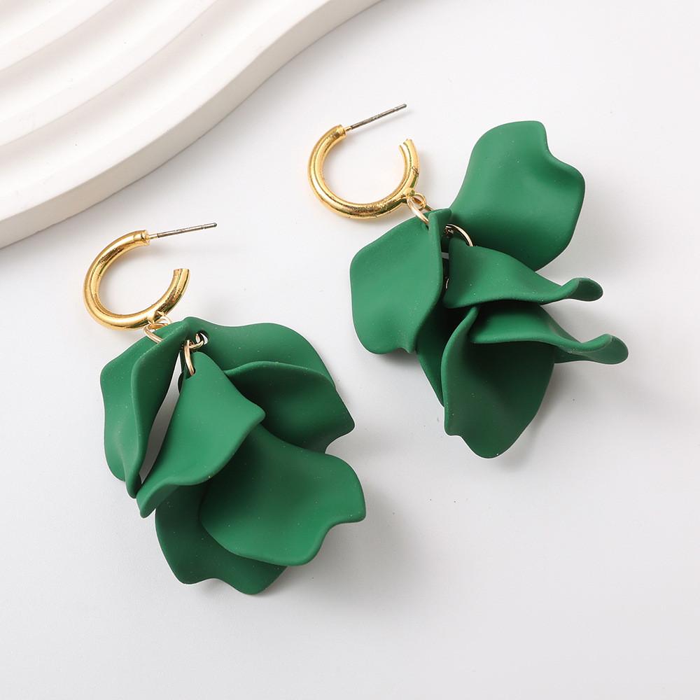 Pinkdudu Fashion Rose Flower Petal Drop Earrings Resin Gradient Color Flower Earrings Women Jewelry PD2385