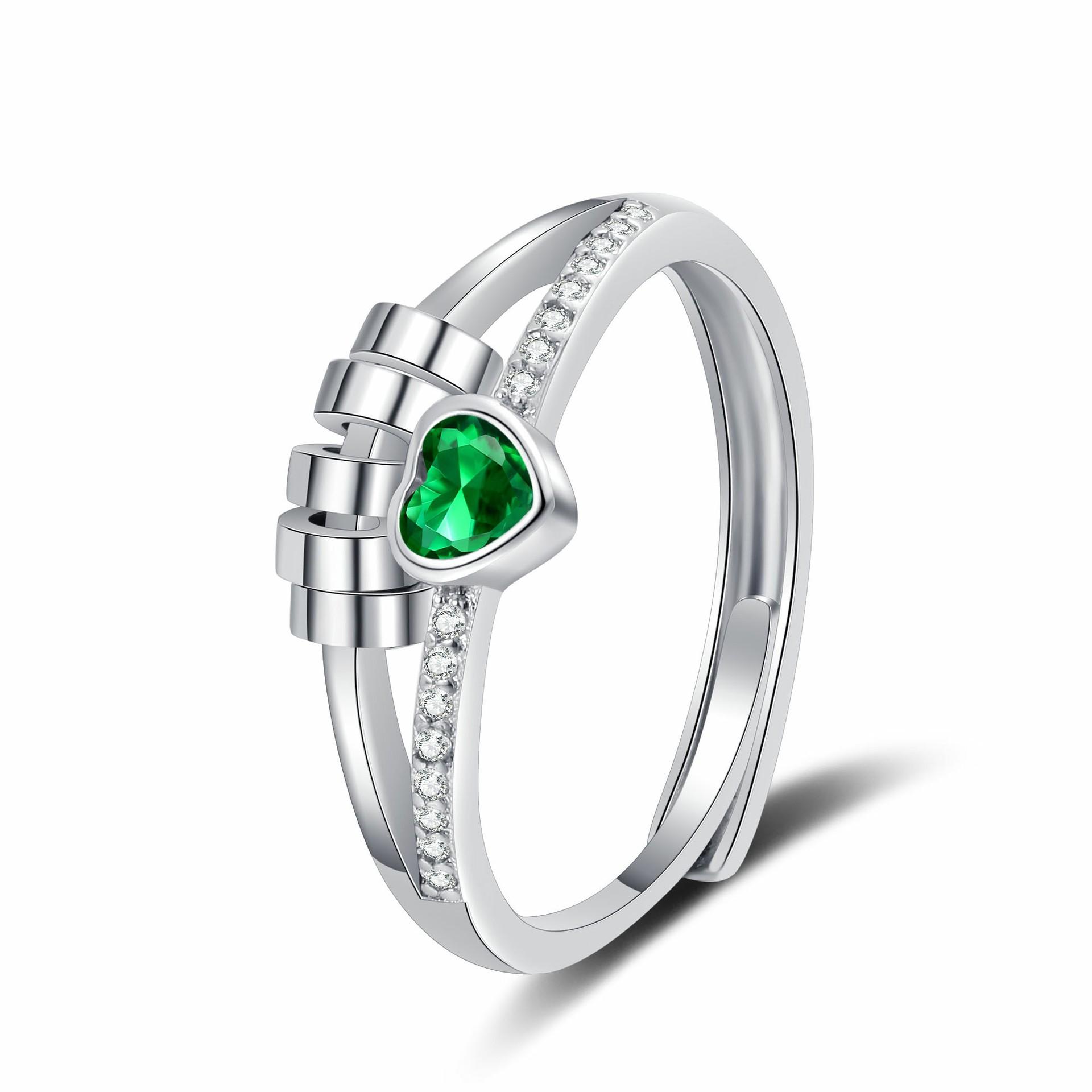 2026 Cold Wind Love Diamond-set Rotating Ring Women s Double-layer Lines Personality Smart Anxiety Decompression Ring Resizable