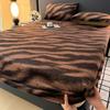 WOSTAR Fluffy Rabbit Plush Fitted Sheet Elastic Mattress Cover Leopard Print Warm Winter Coral Fleece Luxury Double Bed Bedsheet