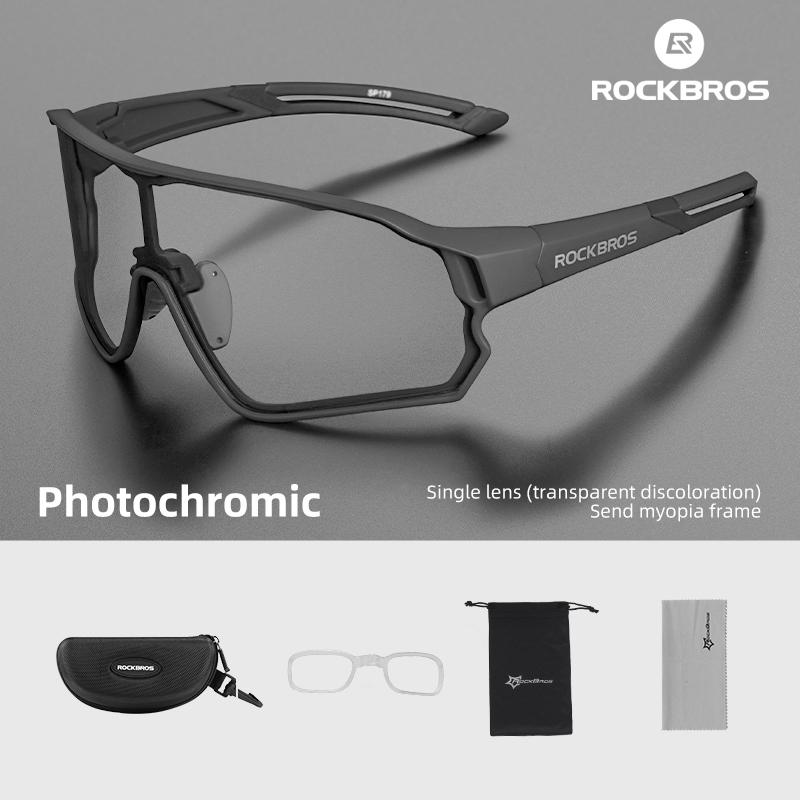 ROCKBROS Fahrradbrille Photochrome MTB Rennradbrille UV400 Schutz Sonnenbrille Ultraleicht Sport Sichere Brillen Ausrüstung