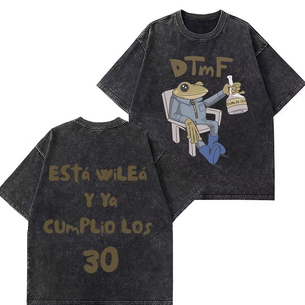 Rappare Bad Bunny Turné 2026 Debi Tirar Mas Fotos DTMF Merch T-shirts Herr Mode Sommar Rundhalsad T-shirt Hip Hop Vintage Tvättade T-shirts