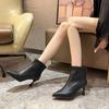 2025 Autumn New Pointed Toe Stiletto Naked Boots Women's Versatile Temperament Side Pull Refining Short Boots