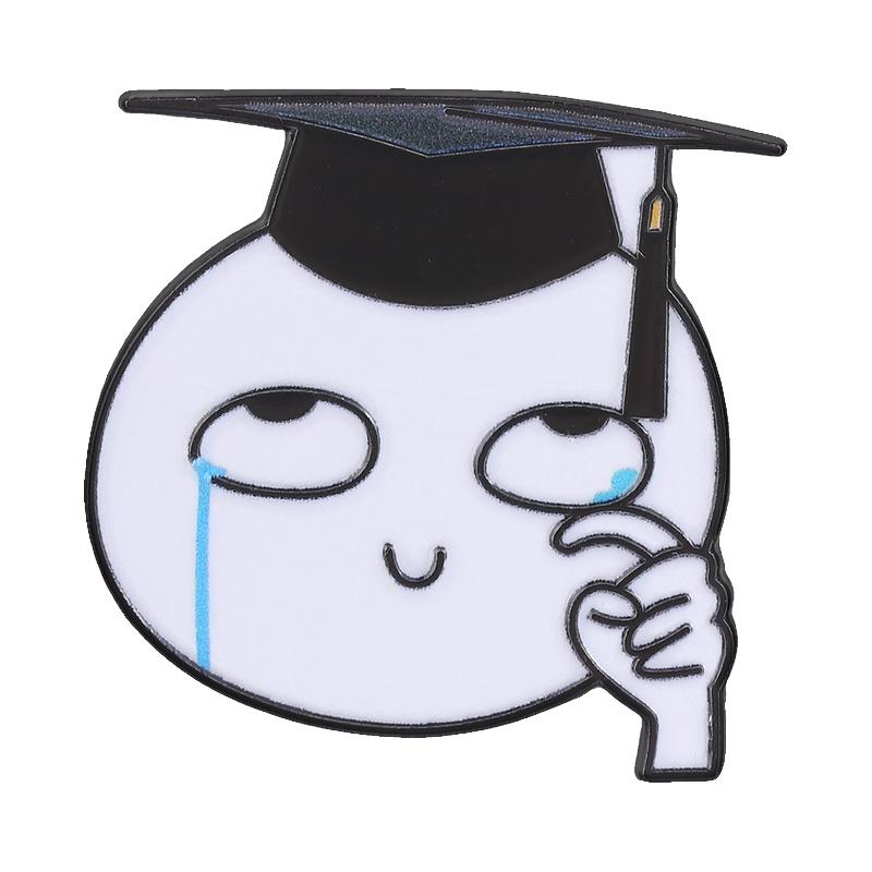 Funny Flork Meme Enamel Pin Graduation Crying Tears Graduation Cap Mortarboard Brooch Lapel Badge Jewelry Gift for Friends