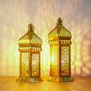 Decorative Candle Lanterns Moroccans Lanterns Retro Golden Metal Lanterns Candle Holders for Home patios Outdoor Decors
