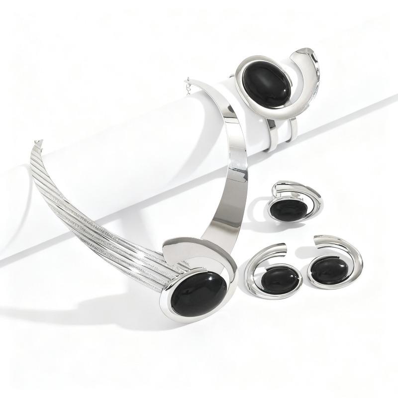Fashion Versatile New Charm Temperament Inlaid Acrylic Snail Earrings Bracelet Necklace Ring Set
