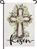 Easter He Is Risen Garden Ag 12x18 Small Double Sided Yard Sign, Rustic Wood Cross & Daisy Spring Christian Outdoor De YYQ GGO