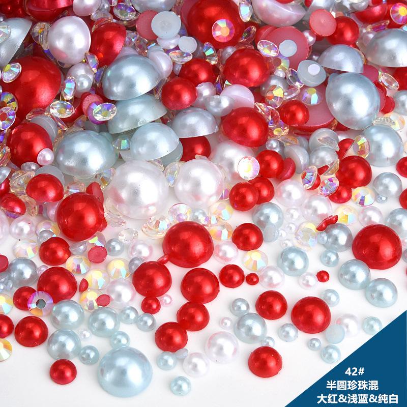 

Смешанный полукруглый жемчужный АБС-каучук с плоским дном, бриллиантовый набор, имитация жемчуга, смешанный размер, аксессуары для ювелирных изделий своими руками 500g/bag (random size)