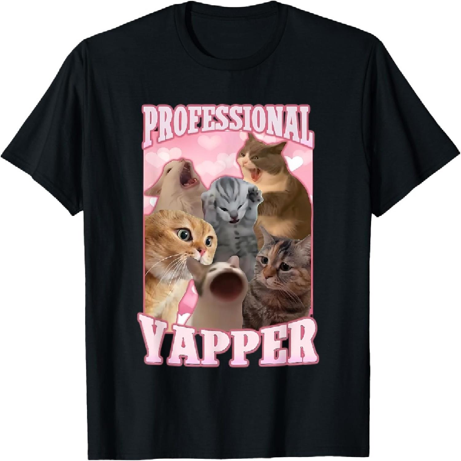

Professional Yapper Funny Cat Meme Goofy Ahh Ironic Cat T-Shirt for Men Women XXXXXL чорний