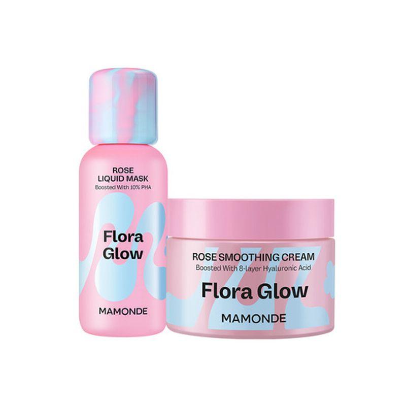 Жидкая маска Flora Glow Rose 80 мл + Разглаживающий крем 50 мл
