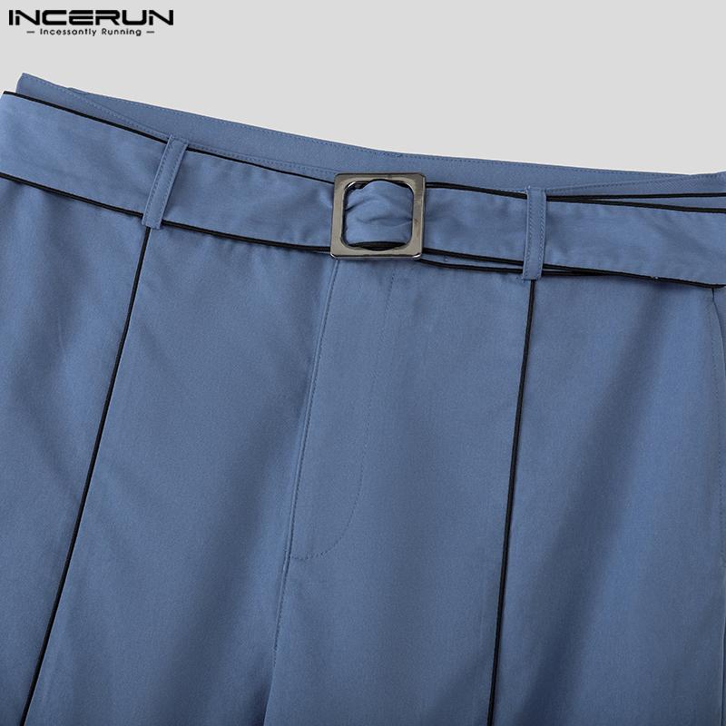 INCERUN Pánské dvoudílné outfity s dlouhým rukávem, asymetrické sako, dlouhé rovné kalhoty, sady