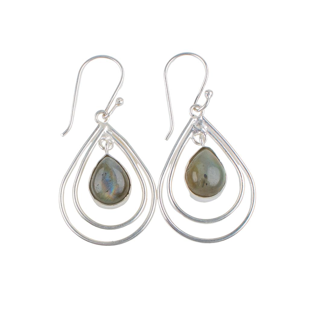 Labradorite Gemstone 925 Sterling Silver Handmade Jewelry Earrings 2.00" For Her EE-34-21