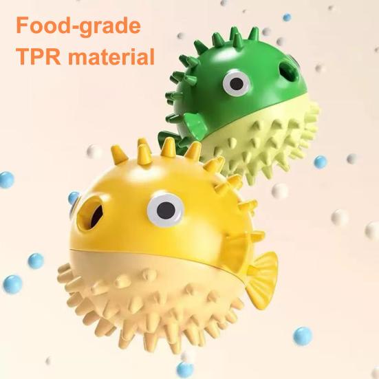 Puffer Fish Dog Chew Toy Bite Resistant Boredom Stress Relief Balloonfish Teething Cleaning Toy Treat Feeder Bouncing Ball Pet Supplies