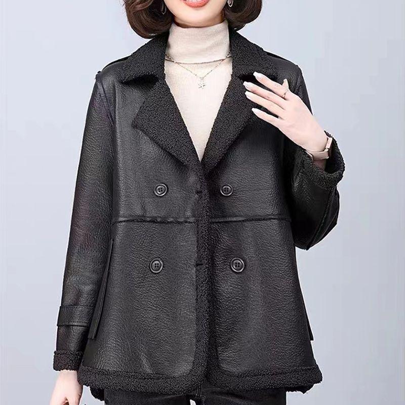 Zesílená a teplá bunda Oboustranná kožená bunda s vlněnou podšívkou