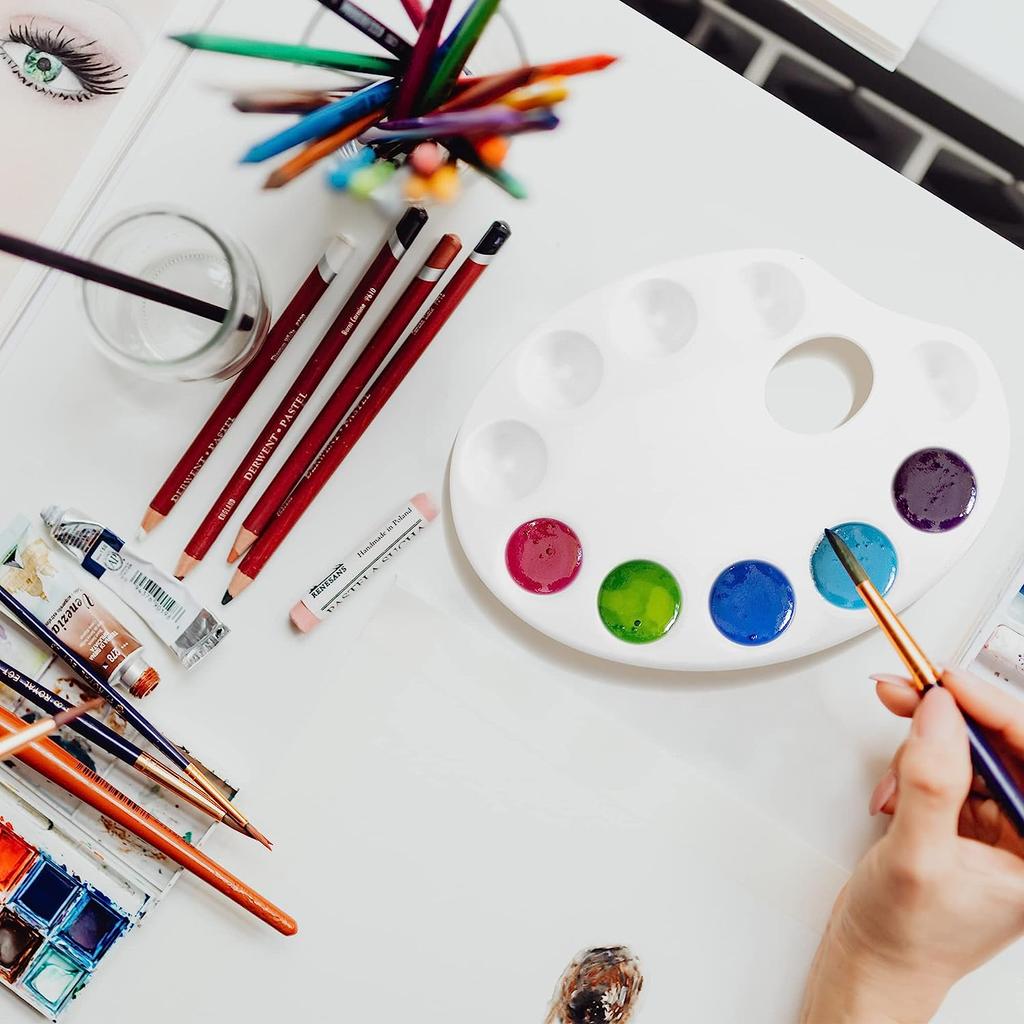 White Painting Supplies Color Mixing Paint Pigment Tray Round Palette For Watercolor Gouache Acrylic Painting Art Supplies