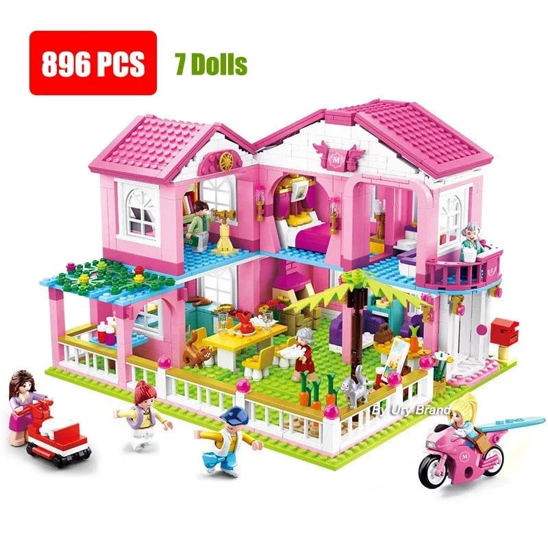 Sluban Friends City House Princess Castle Sets for Girls Apartment Garden Casa Villa Building Blocks Figures Toys Kids DIY Gifts