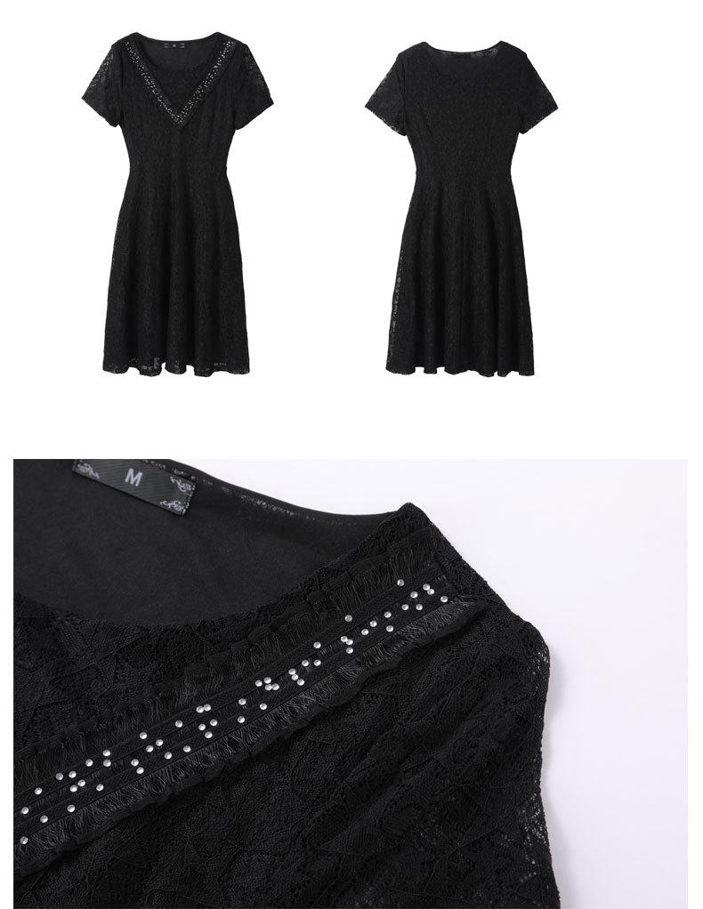 2023 Summer Plus Size Black Lace Skirt Dress - Fashionable, Slimming Women's Wear