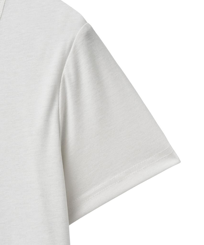 NOIRER FOR WOMAN Layered Henley Neck Half T-Shirt (Ivory)