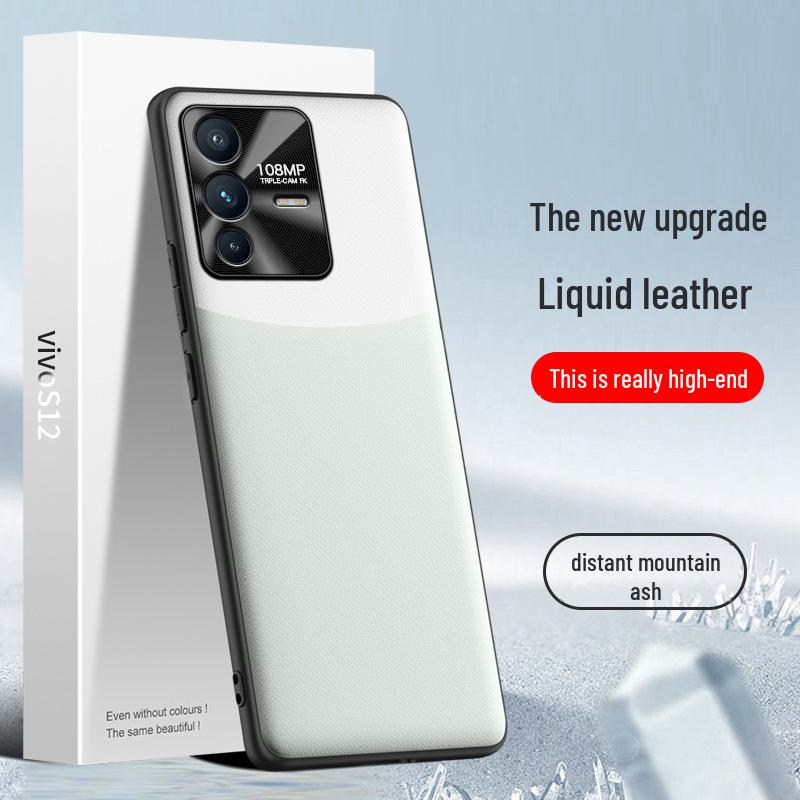Anti-fall and Anti-fouling Liquid Leather Phone Case for Vivo S12. One-piece Protective Cover Available for Shipping.