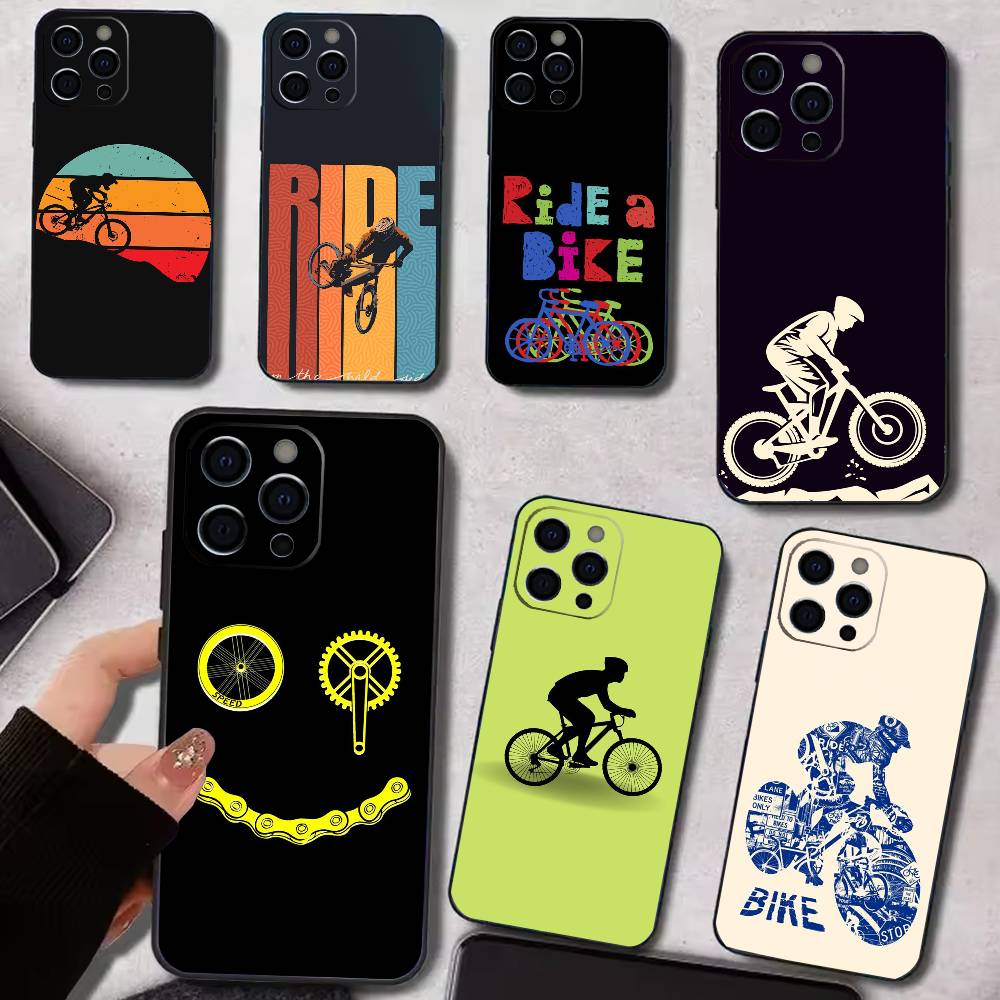 Cycling Bike Phone Case Silicone Soft For IPhone 17 16 15 14 13 12 11 X XR Plus Pro Max Plus
