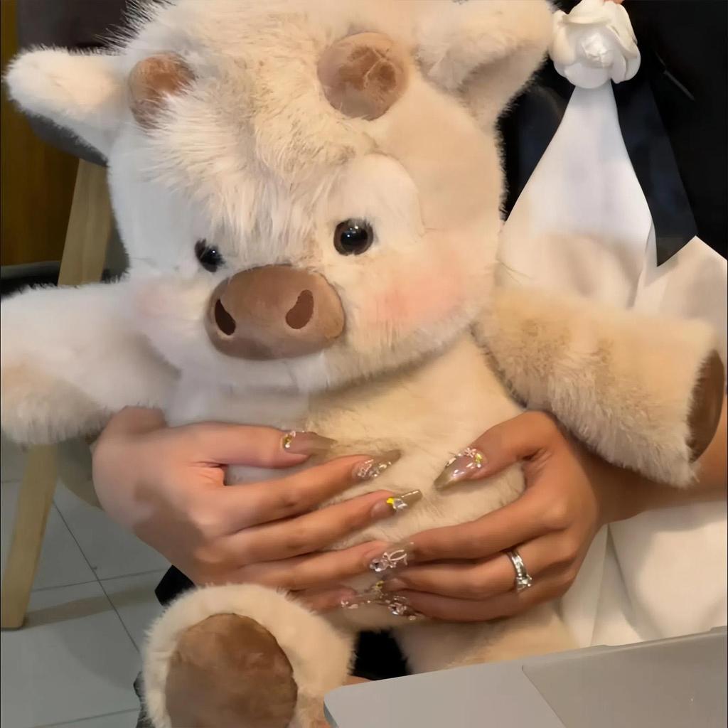 45CM Simulation Cattle Animals Plush Toys Cartoon Milk Cow Plush Doll Soft Stuffed Sweater Cow Pillow Home Decoration Toy