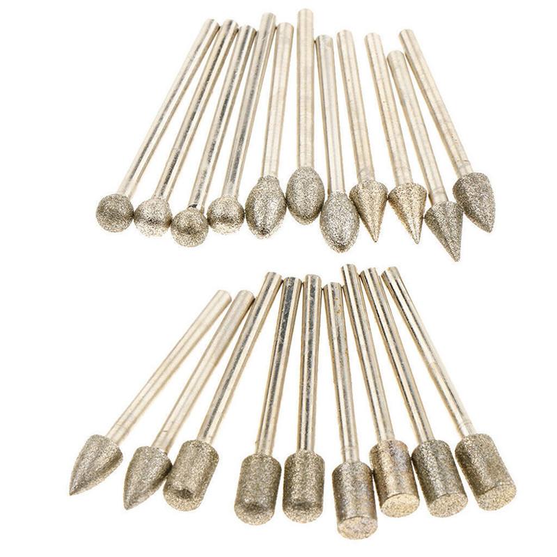 24 Fraises Diamantées Pour Graver Et Polir Pierre, Verre, Céramique - Lot Complet Pour Bricoleurs Et Pros