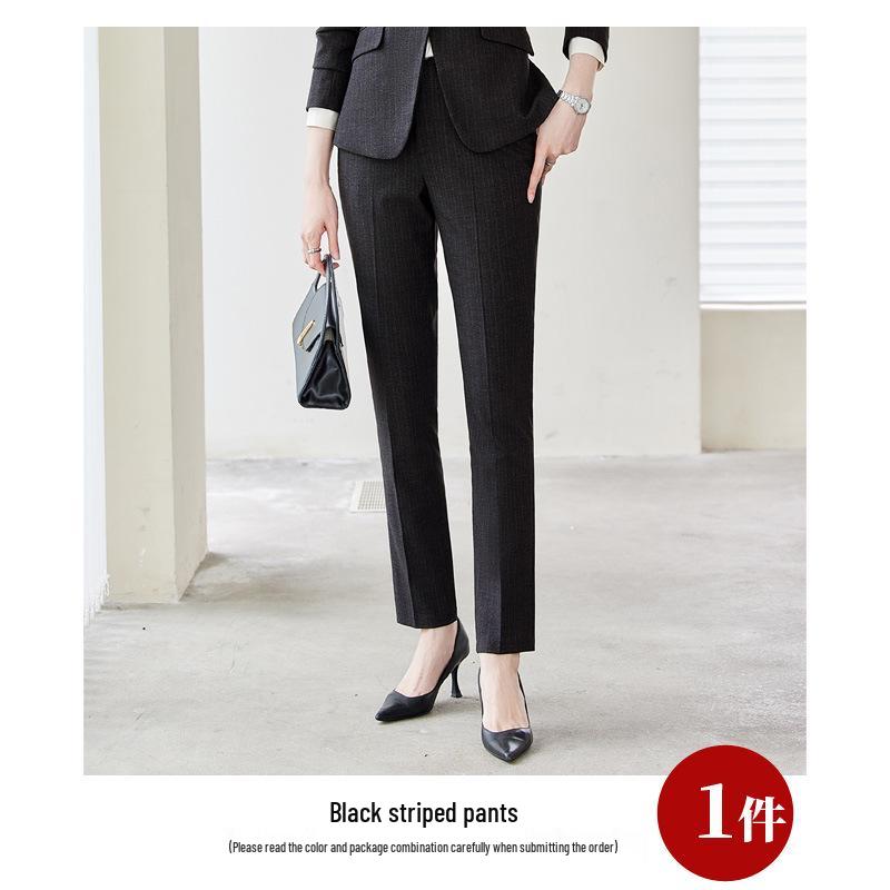 Elegant Women's Slim Fit Black Suit Set for Business and Commute - 2024 Spring/Autumn Collection