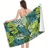 Tropical Leaves Pattern Sunscreen Towel, Windproof Quick Dry Soft Microfiber Blanket for Camping Pool Travel Swim Gift