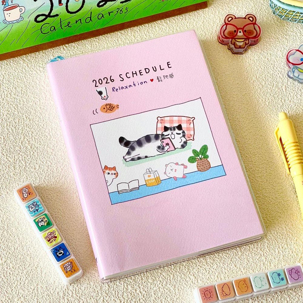 Cartoon Cute Kitten Illustration 2026 Planner with Calendar To Do List Agenda Book B6 Notebook School Office