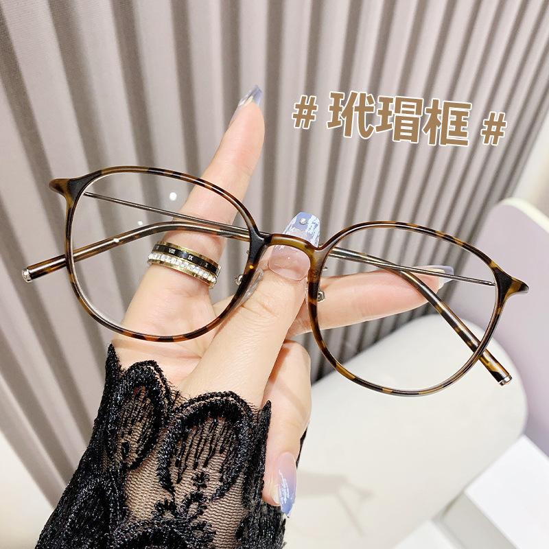 Vintage Round Reading Glasses Women Simple Clear Lens Eyewear Anti Blue Light Prescription Eyewear HD Far Sight Eye Protection