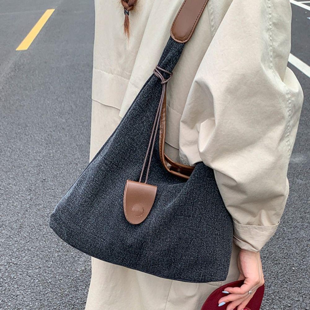 Cowboy Canvas Shoulder Bag Harajuku Commuting Underarm Bag Fashion Denim Tote Bag  Daily