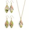 Exclusive Natural Stone Plated 18K Real Gold Chain Pendant Necklace Earrings Jewelry