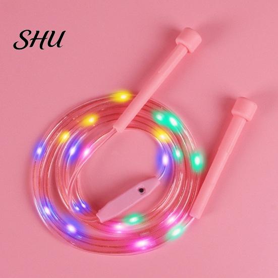 Jumping Training Rope Children Skipping with LED Colorful Light Battery-operated Glowing Comfortable Grip Electronic Luminous Jump Fitness Equipment