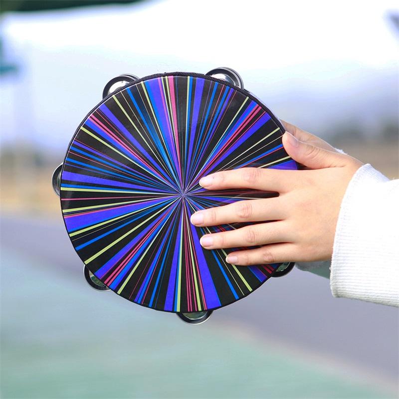 8 Inch Tambourine Handbell Hand Drum Wooden Double Bell Percussion Musical Orff Instruments Tambourine KTV Party Kids Toy