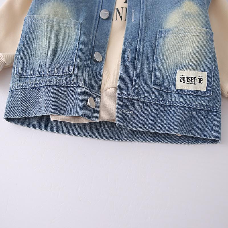 Koreanischer Stil Jungen Frühling/Herbst 2026 Jeansweste 3-teiliges Set - Cooles und hübsches Hemd für Kinder