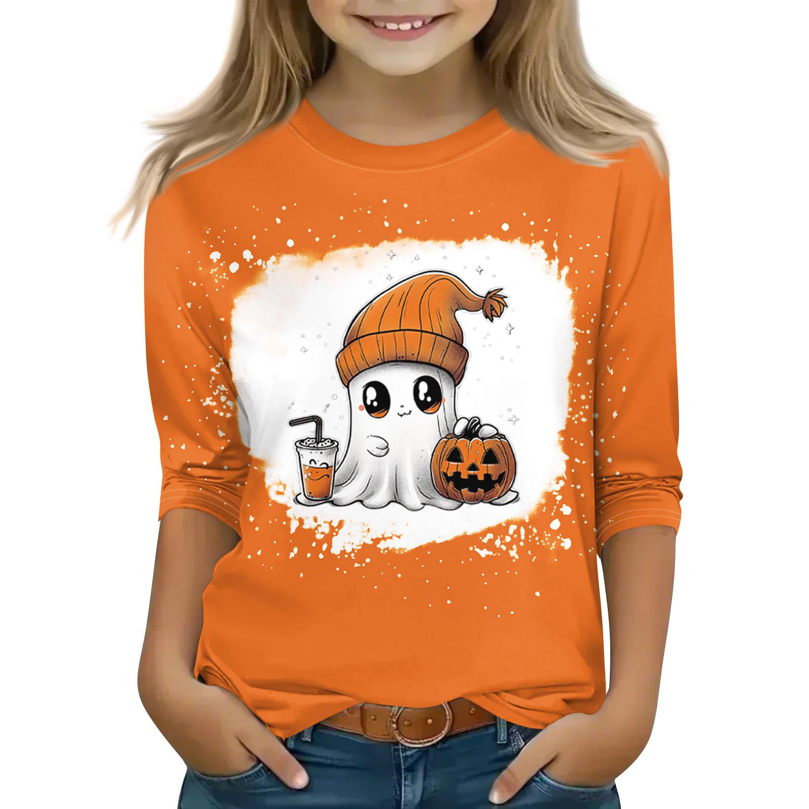 

Print Tops For Youth Girls 5-16 Years Round Neck 3/4 Sleeves T-Shirts Trendy Tops Outfit Tees 150