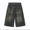 Hot-selling American retro jeans men's design sense loose wide-leg straight cropped pants