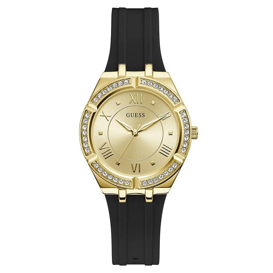 

Guess Gold Dial Black Silicone Strap Women s Quartz Watch - GW0034L1